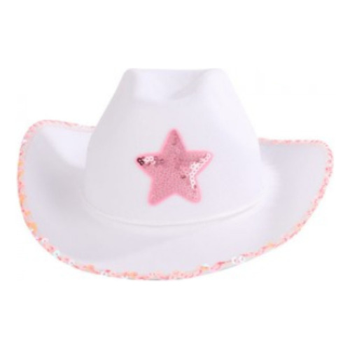Sombrero Sheriff Estrella Rosa Vaquero Cowboy Texas Color Blanco