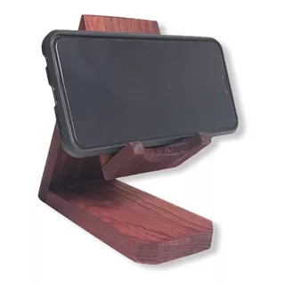 Suporte Para Celular Decoração Mesa Escritório Madeira Pinos