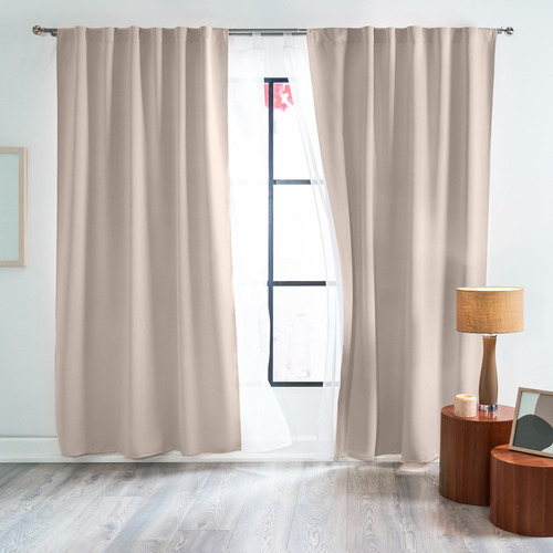 Jgo De 2 Cortinas Viasoft Almond Cortas 1.80 M Vianney Beige