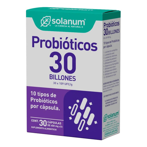 Solanum Probióticos 30 Billones 30 Cápsulas