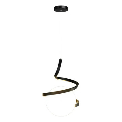  Colgante 1 Luz Helix Negro Globo Opal Apto Led E27 Ld Negro