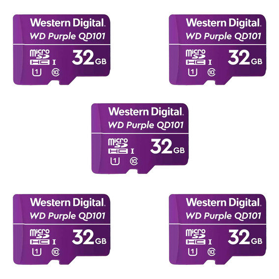 Pack 5 Tarjetas Microsd Wd Purple 32gb Clase 10 Vigilancia