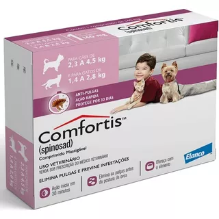 Comfortis Cães De 2,3 A 4,5kg E Gatos De 1,4 A 2,8kg