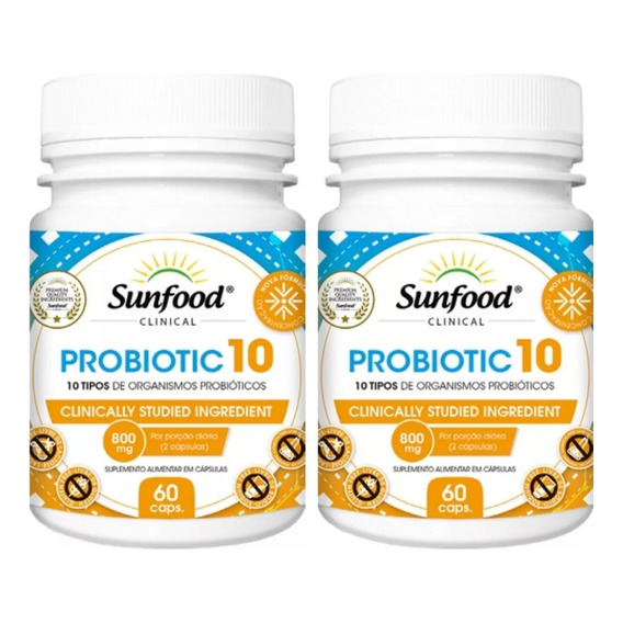 Probiótico Probiotic 10 Sunfood 120 Capsulas 
