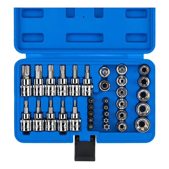 Juego De Dados Y Puntas 3/8 Torx, 34 Pz, Hembra Y Macho