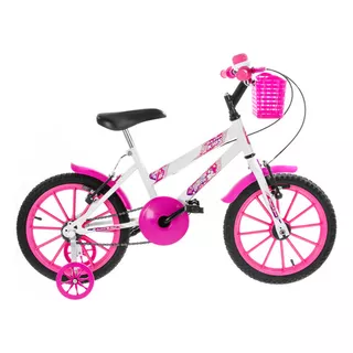 Bicicleta Bike Feminina Ultra Bikes Kids Aro 16 Com Rodinhas Cor Branco/rosa