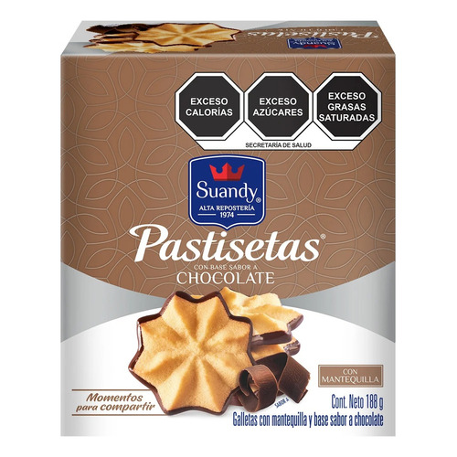 2 Pzs Suandy Galletas Chocolate Pastisetas 188gr