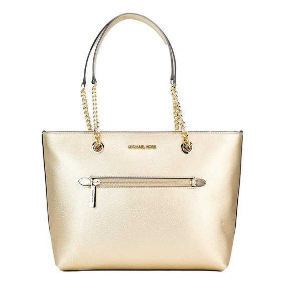 Cartera Tote Michael Kors Jet Set Chain Dorado Cod. 8504 Color De La Correa De Hombro Dorada Diseño De La Tela Liso