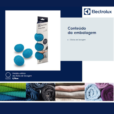 Bolas De Secagem Electrolux Dryer Balls Kit Com 3 Unidades