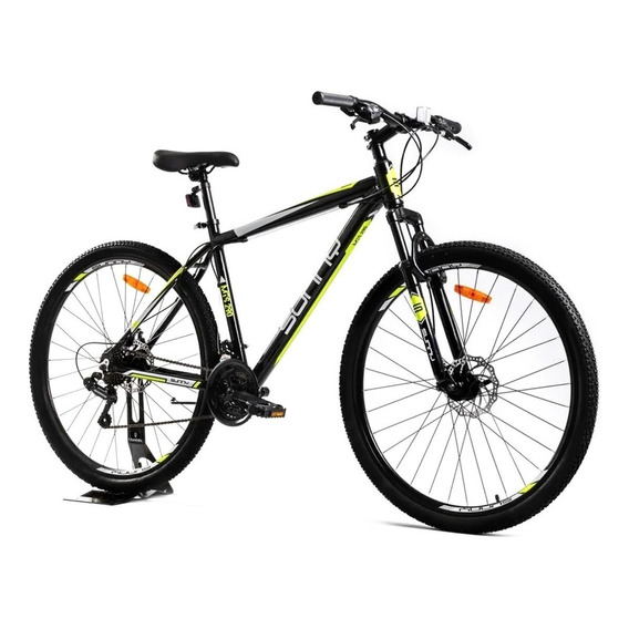 Mountain bike Sunny MTS 290 ML 21v frenos de disco mecánico cambios Sun Run y Shimano Tourney color negro/amarillo con pie de apoyo  