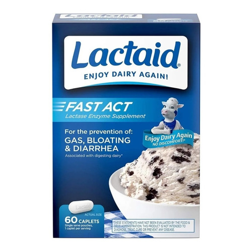 Cápsulas de enzima lactasa Lactaid Fast Act 60