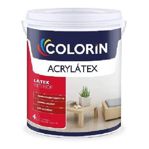 Pintura Latex Antihongo Interior Acrylatex 4 L Colorin Acabado Mate Color Blanco