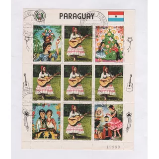 Estampillas De Paraguay - Hoja Serie Trajes Tipicos - 1985 