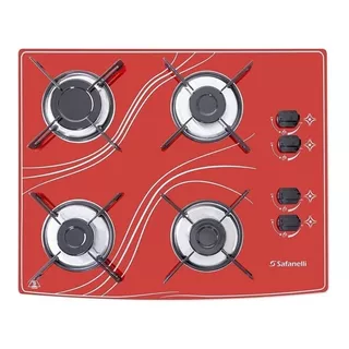 Fogão Cooktop Gás Safanelli Lines Fogão 4 Bocas Vermelho 127v/220v