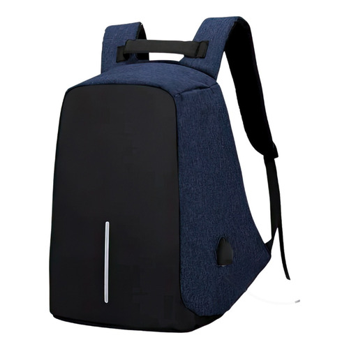 Mochila Antirrobo Impermeable Porta Notebook Usb Anticorte Color Azul Diseño De La Tela Liso