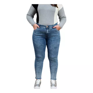  Jeans Clasico Stone C/strass En Bota Elastizado Cenitho 