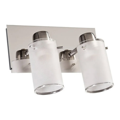 Aplique 2 Luces Baño June Vidrio Y Acero Apto Led E27 Mks