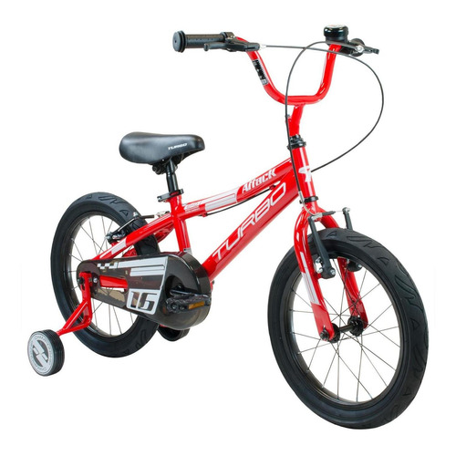 Bicicleta Infantil Para Niño R16 Attack Con Rueditas Turbo Color Rojo Tamaño del cuadro S