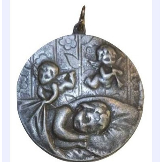 Cunero Medalla De Bautismo Ángel De La Guarda Virgen Niña
