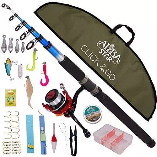 Kit De Pesca Caña Carrete Señuelos De Uso Profesional