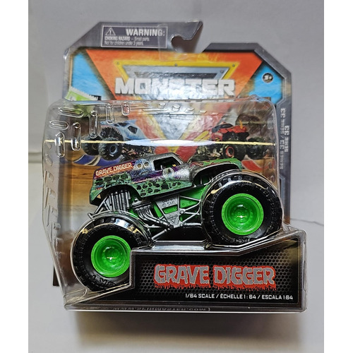 Monster Jam Mini Vehículo 1:64 58701 2023 Srj Color GRAVE DIGGER LLANTA VERDE