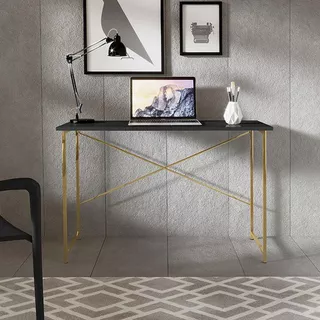 Escrivaninha Steel 90 Cm Estilo Industrial Com Pés Em Aço Cor Dourado/preto