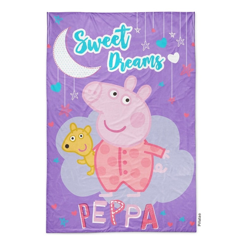 Frazada Piñata Flannel con diseño peppa pig sweet dreams de 220cm x 155cm