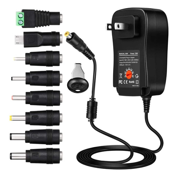 Adaptador De Corriente Universal De 30w 3v-12v C/8 Cabezales