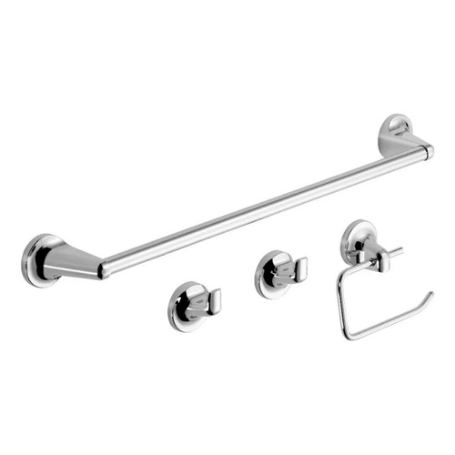 Set Accesorios Para Baño Kit 4 Piezas Hydros Metal Cromado