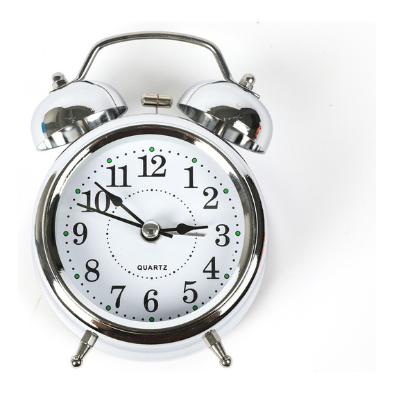 Reloj Despertador Plateado Diseño Retro
