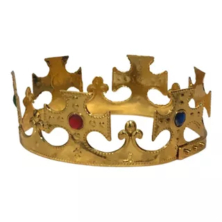 Corona Rey Mago Pastico Metalica Dorada Disfraz Rey Reina