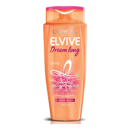 Shampoo L'Oréal Paris Elvive Shampoo L'oréal Paris Elvive Dream Long 680 ML Dream Long de keratina vegetal y óleo de ricino en tubo depresible de 750mL por 1 unidad