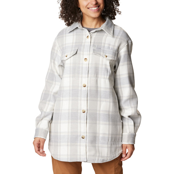 Camisa M/l Columbia Calico Basin Jacket Sea Salt Buff - Dama