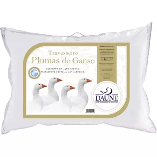 Travesseiro Daune 100% Pluma De Ganso 50x70cm Macio Cor Branco