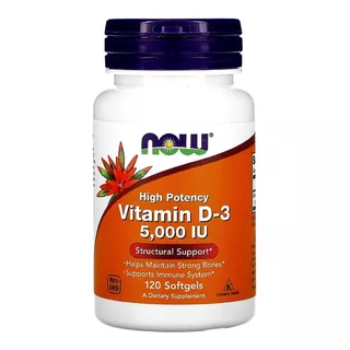 Suplemento Em Cápsula Now  Bone & Immune Health Vitamin D3 5000 Iu Vitaminas Vitamin D3 5000 Iu Sabor  Neutro Em Pote 120 Un