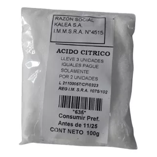 Acido Citrico 100gr Lleve 3 Pague 2