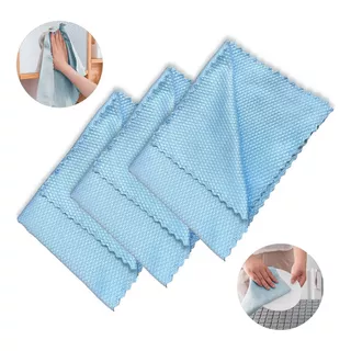 Kit 3 Toalhas Pano Limpeza Absorvente Escama De Peixe 80x60 Cor Sortido