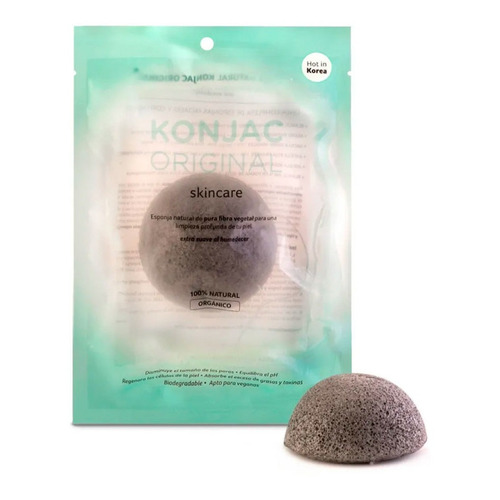 Konjac Esponja Facial Negra Con Cenizas De Bambu Natural