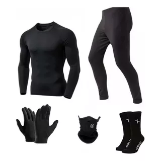 Equipo Termico Remera Calza Guantes Máscara Medias Pro Moto 