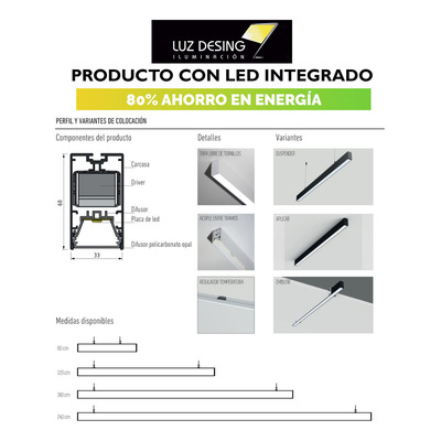 Perfil Led Dyna Negro 60cm Dinámico Lineal 12,5w Lk  