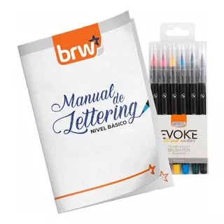 Manual De Lettering + Marcadores Brush Pen X6 Colores Brw