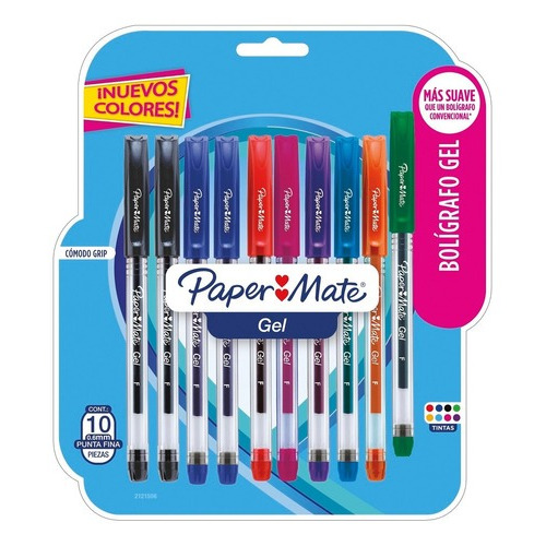 Bolígrafo de gel Econogel Papermate, 1 mm, color de tinta surtido, colores exteriores surtidos