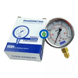 Manómetro Glicerina 0-6 Bar 63mm Conexión 1/4 (87 Psi)
