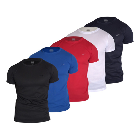 5 Playeras Deportivas Hombre Cuello Redondo Ejercicio Gym