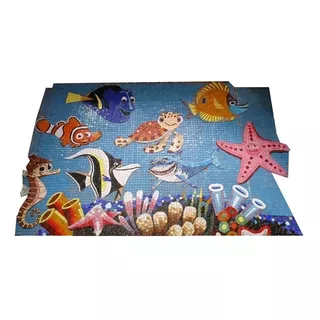 Mosaico Figura Nemo Y Amigos Con Sombra De .50 Cms. Para Alberca 