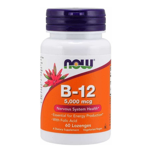 Vitamina B12 5000iu Con Ac. Fólico X 60 Comp. - Now Foods Sabor Neutro