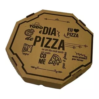 Caixa De Pizza Papelão Montável Oitavada 40cm Estampada C/25 Cor Marrom