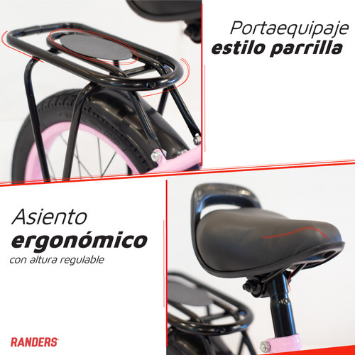 Bicicleta De Paseo Rodado 16 Infantil Bke-161 Randers Rosa Tamaño del cuadro 16