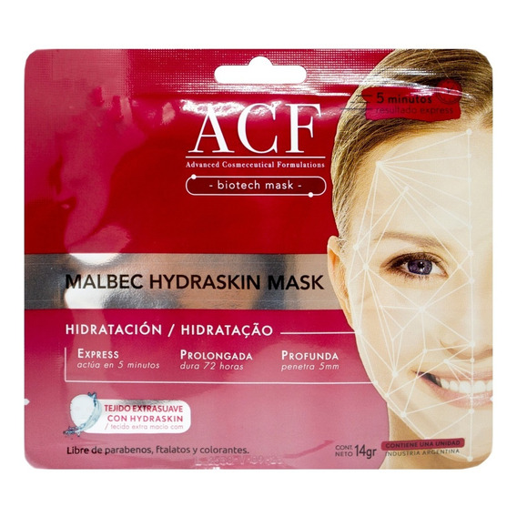 Acf Malbec Hydraskin Máscara Facial Hidratación Apto Vegano