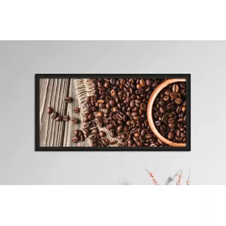 Cuadro Decorativo Granos De Café 124.5 X 62.3 Cm Armazón Negro